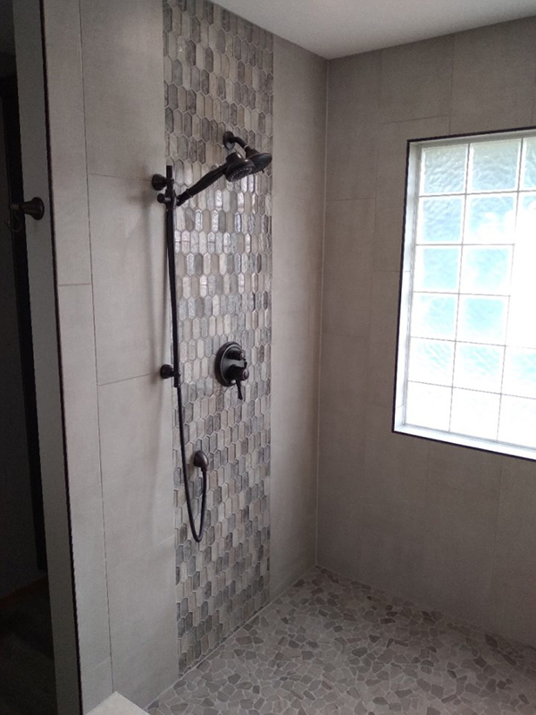 grey shower with window