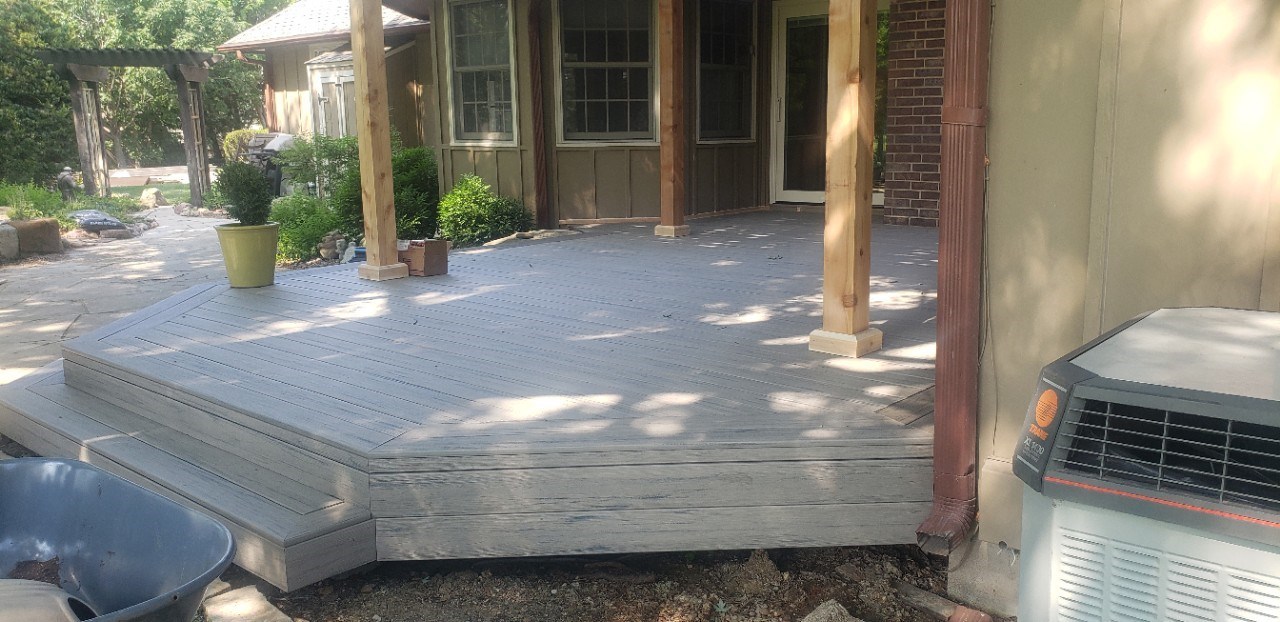 grey wood back deck